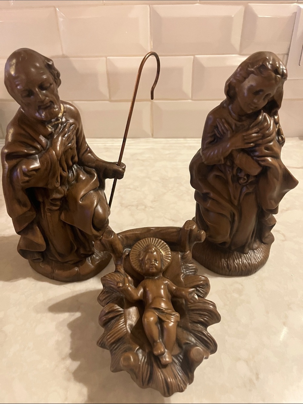 NATIVITY SET - VINTAGE CERAMIC NATIVITY FIGURES 3 Piece HOLY FAMILY Hobbyist